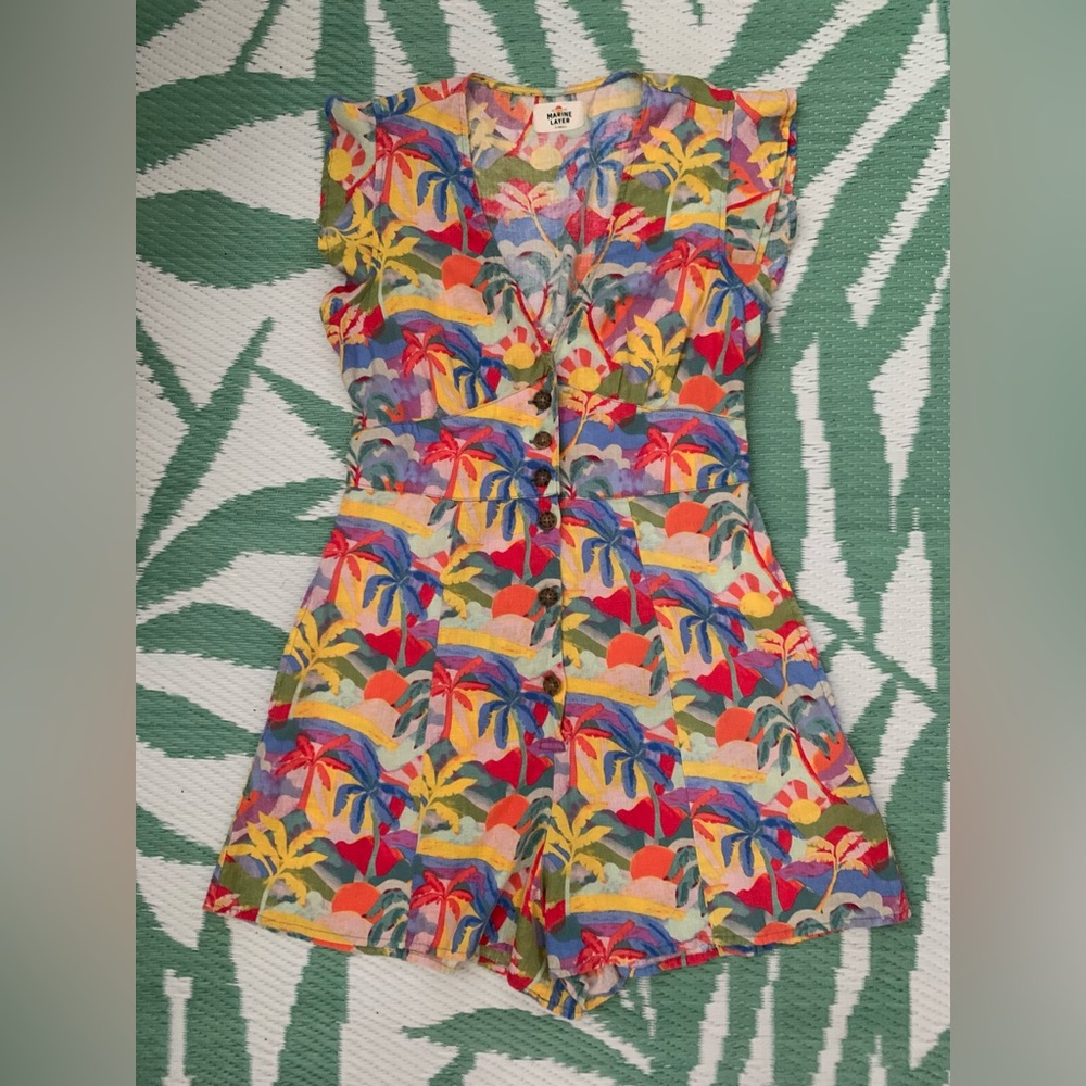 Marine Layer Palm Print Romper XS